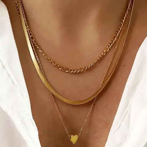 Women's Elegant Heart Pendant Necklace , Fashion Stackable Jewelry for Party, Daily Clothing Decor, Trendy All-match & Exquisite Jewelry for Birthday Gift, Heart Shaped Necklace, Chain Heart Pendant, Alloy Necklace
