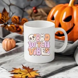 Halloween Mug Bad Witch Vibes Coffee Mug Tea Cup Mugs Coffee Lovers Hot Chocolate Mug
