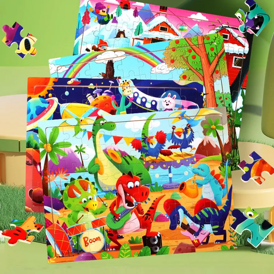 3 set-60 pieces puzzle, children's wooden flat puzzle, Wooden Jigsaw Puzzle, Wooden Puzzles, large size, animal, dinosaur theme, Animal Shape Puzzle, wooden intellectual toys to improve hands-on ability, Holiday Gift Kindergarten Reward Toy