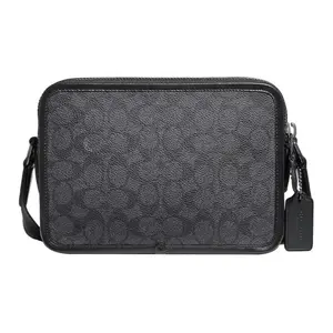 COACH Charter 24 Camera Bag – Coated Canvas and Calfskin Crossbody Bag for Men, Black and Bronze