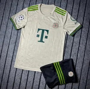 Munich Inspired Cream & Teal Away Soccer Jersey 25/26 – Premium Quick Dry Football Fan Shirt, Lightweight Athletic Wear for Men & Women