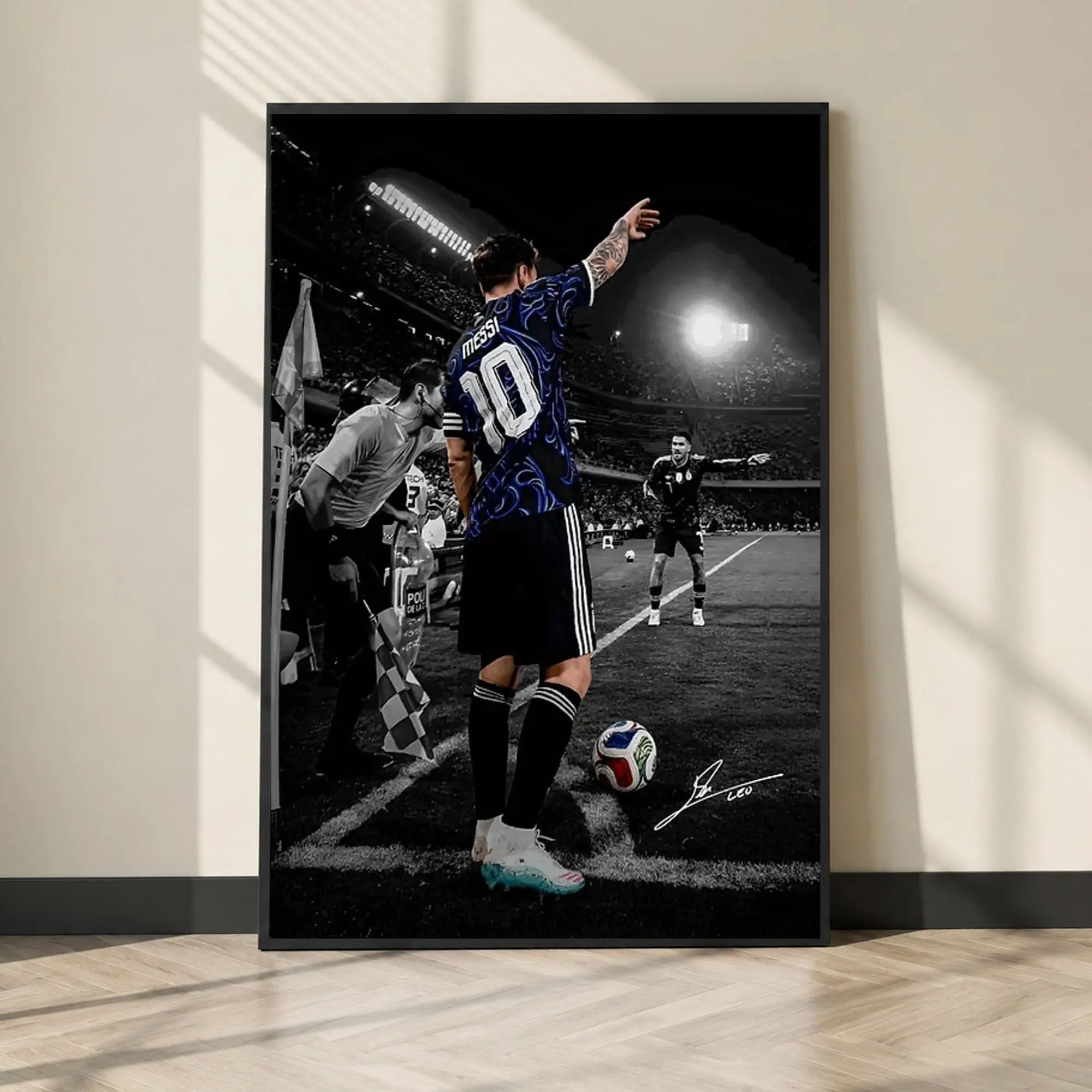 Lionel Messi In Action On The Field Poster, Soccer Wall Art, Home Decor Living Room ( Unframed - Print Only )