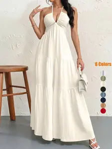 Women's Plain Dress, Summer Clothes Women, Casual Basic Loose Fit Sleeveless Dress for Beach Holiday Vacation, Ladies Summer Clothes, Women's Clothing, Womenswear, Dresses for Party, Minimalist A Line Dress