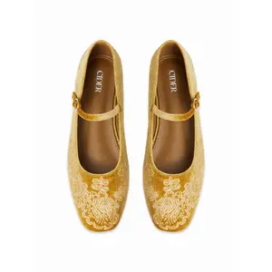 Cider ROUND TOE MBROIDERED  MARY JANE SHOES