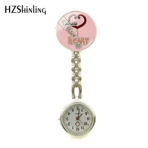2018 New Nurses Have Heart Clip Nurse Watch Red Heart Fob Watch Nurse Glass Dome Jewelry Pocket Medical Nurse Fob Watch HZSHINLING