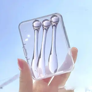 3-Piece DIY Face Cream Scoop Eye Roller Massage Stick, Multifunctional Acrylic Facial Massager, Travel-Friendly with Storage Box