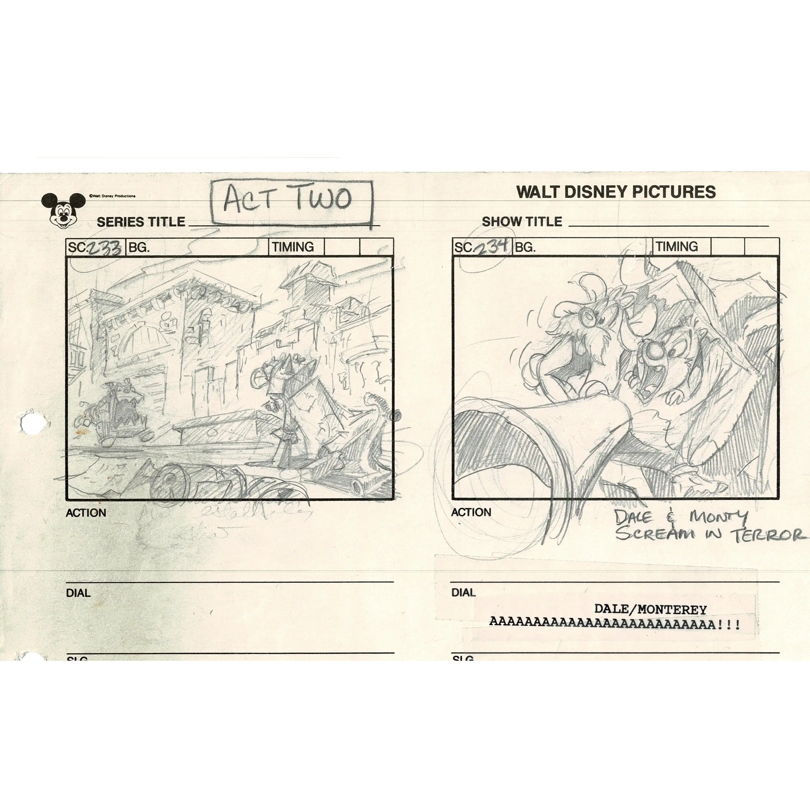 Chip n Dale Rescue Rangers Original Production Animation Storyboard Walt Disney FIRST EPISODE 1988 A14