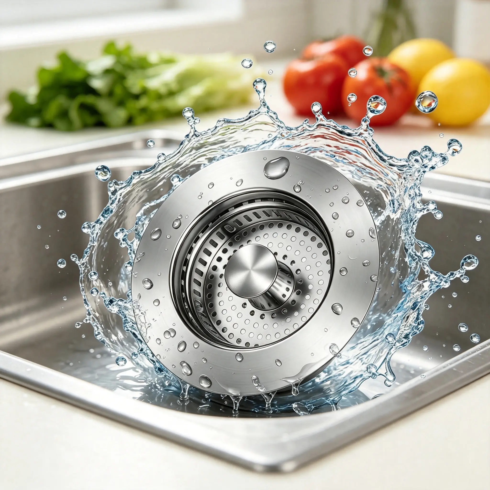 3  in  1  sink  stopper,Kitchen Sink Drain Saver, 3-in-1 Stainless Steel Anti-Clogging Strainer Stopper, Quick-Drain Hair & Debris Catcher for 3-1/2 Inch US Standard Plumbing Fixtures