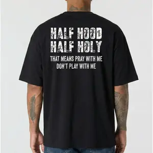 Half Hood Half Holy Pray Hoodie With Me Don't Play With Me Shirt Casual Street Style  for Women for Men, Perfect Gift Menswear