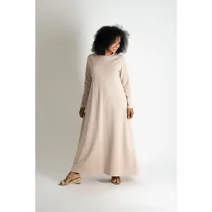 Winter Cotton Dress BRENNA - Casual Maxi Style, Soft Fabric, Comfortable Fit, Long Sleeves, Elegant Design