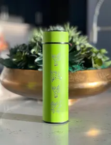 Leafeon Coffee Tumbler Tea Infuser with Razor Leaf & Flower Crown Costume Waterbottle, Glaceon Eeveelution Anime Fan Birthday Thermos Gift