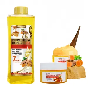8.45 oz turmeric Massage oil and 3.4 oz turmeric Scrub for cleansing, moisturizing, skin care