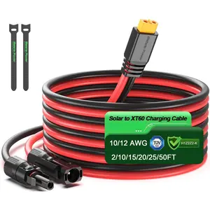 10  Solar to XT60 Extension , 12AWG Solar Panel Connector to XT60 Charge Adapter for Connecting to Portable  Station, RV, EcoFlow, , BLUETTI & Generator