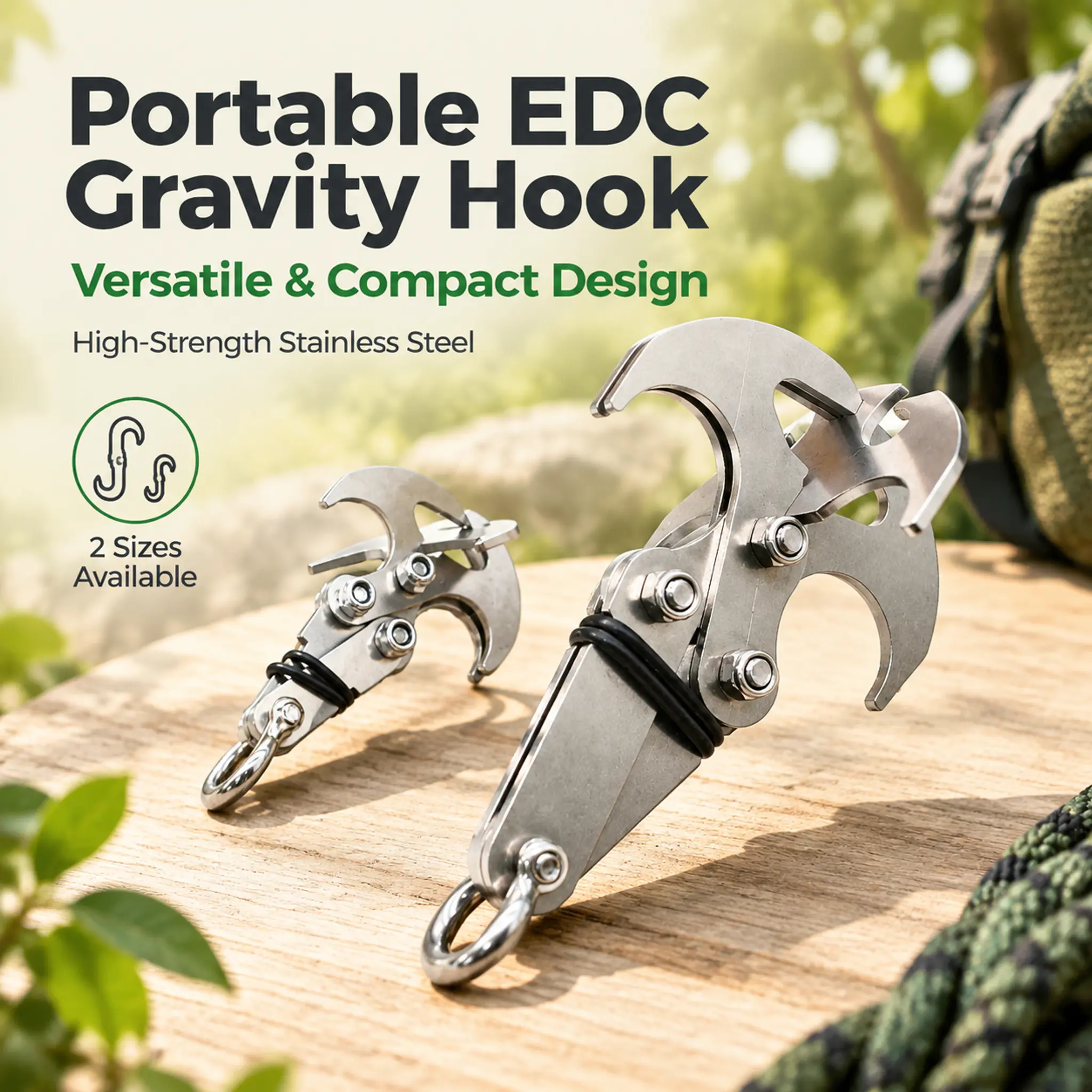 Climbing Claw Stainless Steel Foldable Four Claw Climbing Hook Rust Resistant and Sturdy Grip, Easy to Fold and Store, Suitable for Various Scenarios Such as Outdoor Rescue, Camping