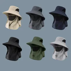 Summer Sun Hats UV Protection Outdoor Hunting Fishing Cap For Men Women Hiking Camping Visor Bucket Hat Neck Flap Fisherman Hat,summervibes