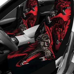 [Car Seat Covers Full Set] Universal Car Seat Covers for 5 Seats | Breathable Washable Car Seat Protector Wild Wolf Roaring Red Black Pattern Car Seat Sun Cover Car Seat Covers Front Seats 2 Pieces Stylish Auto Interior Decoration