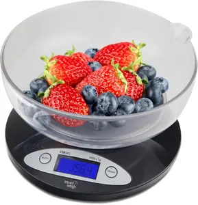 Food Kitchen Scale with Bowl,11lb x 0.1oz / 5000 x 1grams, Digital Weight Scale for Baking,Cooking for Ounces and Grams Kitchenware