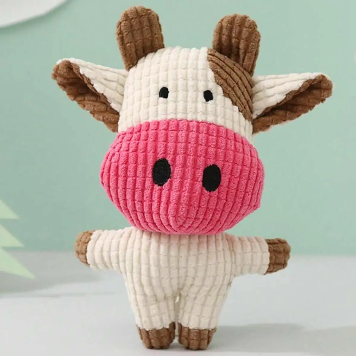 Cute Cartoon Cow Design Squeaky Dog Toy, Pet Chew Toy, Interactive Plush Dog Toy, Fun Sounding Toy for Small Medium Dogs, Christmas Gift