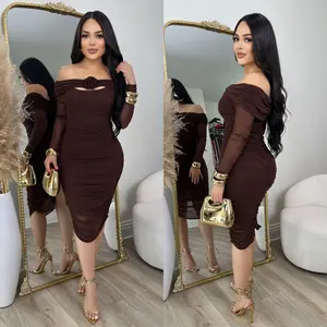 Monica Mesh Dress (Brown)
