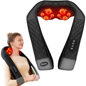 KNQZE Shiatsu Neck and Back Massager with Heat, Neck and Shoulder Massager, 4D Deep Tissue Kneading Massage Pillow for Legs, Full Body Muscle Pain Relief, Relieves Pain in Shoulders, Legs and Body, Ergonomic Design, Durable Gift, Plug-in Use