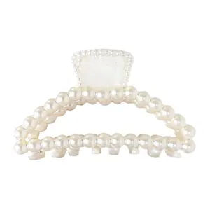 Elegant Pearl Hair Clip for Thick & Thin Hair - Faux Pearl Claw Clip with Durable Resin & High-Quality Metal Springs for All Hair Types