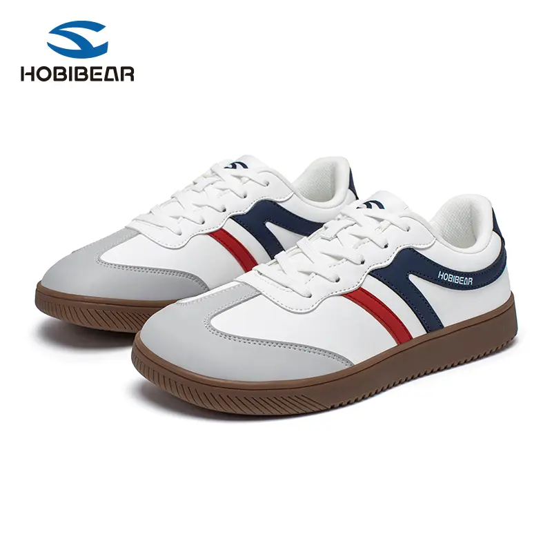 HOBIBEAR Women's Low Top Ankle PU Leather Casual Sneakers - Basic, Flexible Synthetics, Spring/Autumn New Wide Toe, Lightweight Soft Sole, White Sport Shoes, Unisex Tennis Walking Shoes