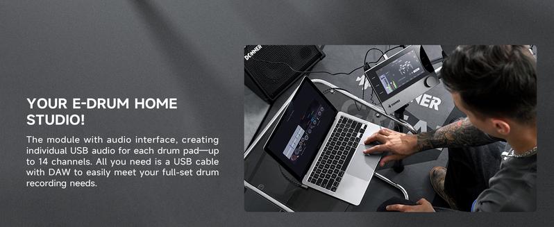 Donner Beat 5-Drum 3-Cymbal Electronic Drum Set with Touch Screen for Pros