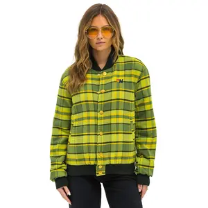 PLAID UNISEX VARSITY JACKET - AVOCADO PLAID