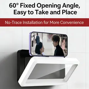 Waterproof Anti-Fog Shower Phone Holder | Rotatable No Drill Wall Mounted Bathroom Phone Holder for Shower Home Essentials