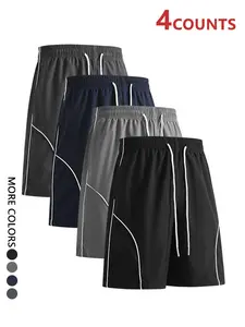4 Pack Men's Loose Casual Shorts,Contrast Color Striped versatile Joggers,unisex Sports Shorts,Suitable For Daily Wear,Beach Shorts,For Summer Menswear,available in 4 pack & 3 pack & 2 pack & 1-pack options,Please place an order according to size chart