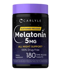 Carlyle Melatonin 5mg | 180 Sustained Release Tablets | All Night Support Supplement | Vegan, Non-GMO, Gluten Free Formula