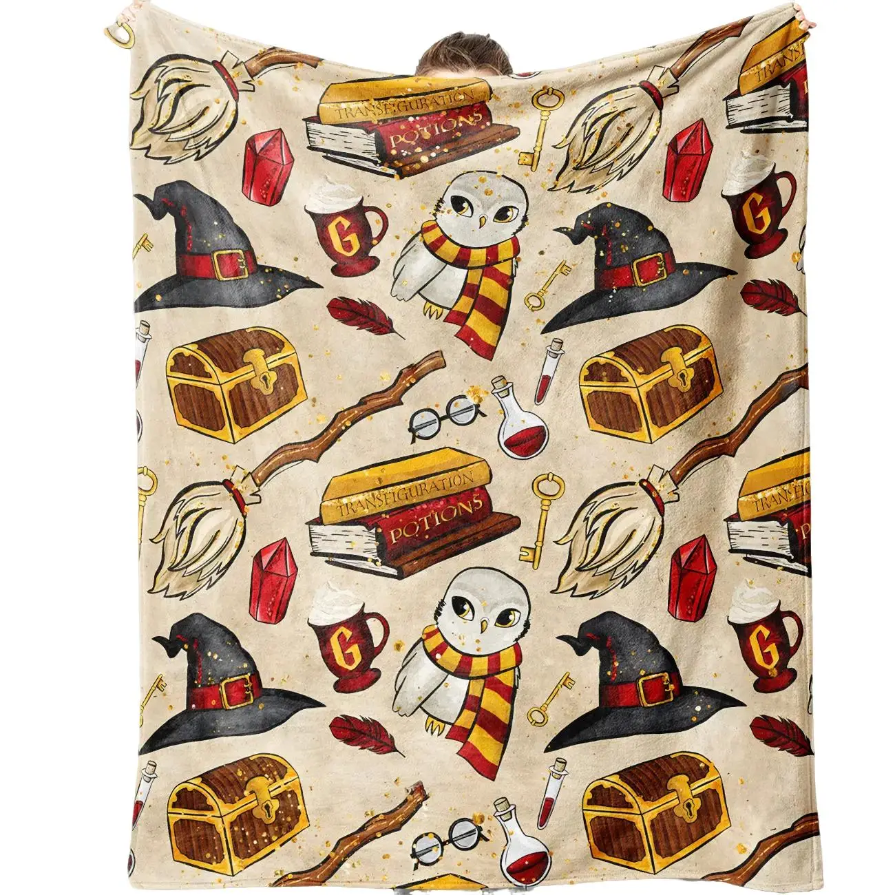 Cartoon Pattern Flannel Throw Blanket, Soft Cozy Thickened Flannel Blanket with Storage Bag, Multifunctional Blanket for Bed, Warm Napping Blanket for