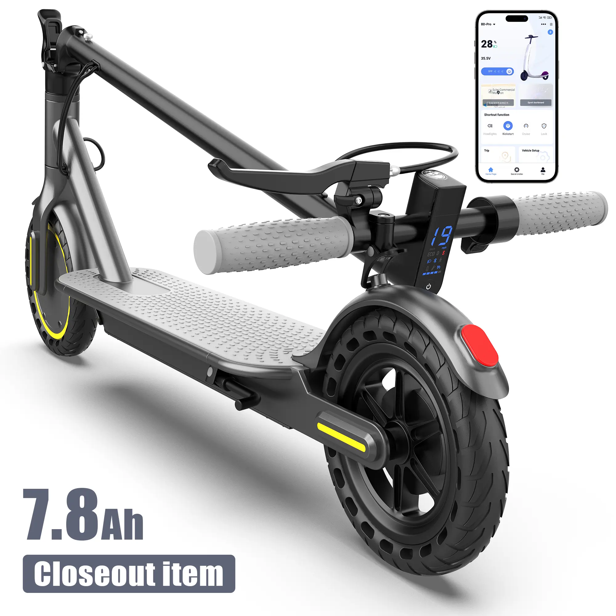 AOPO Electric Scooter 350W Motor 15-Mile Range Top Speed 19mph With 4-Speed Mode 37V Battery App-Controlled Dual ABS Brakes Perfect Gift for Friends Family or Kids
