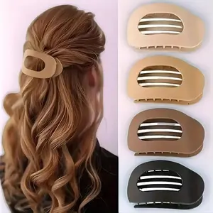 4-Pack No-Crease Matte Claw Clip for Women & Girls – Solid Color Acrylic Flat Barrettes, Strong Hold Claw Clips for Thick & Thin Hair, Minimalist Styling Accessories for Work, School, Daily Wear & Parties White Clawgrip Claw Clip banana clip hair