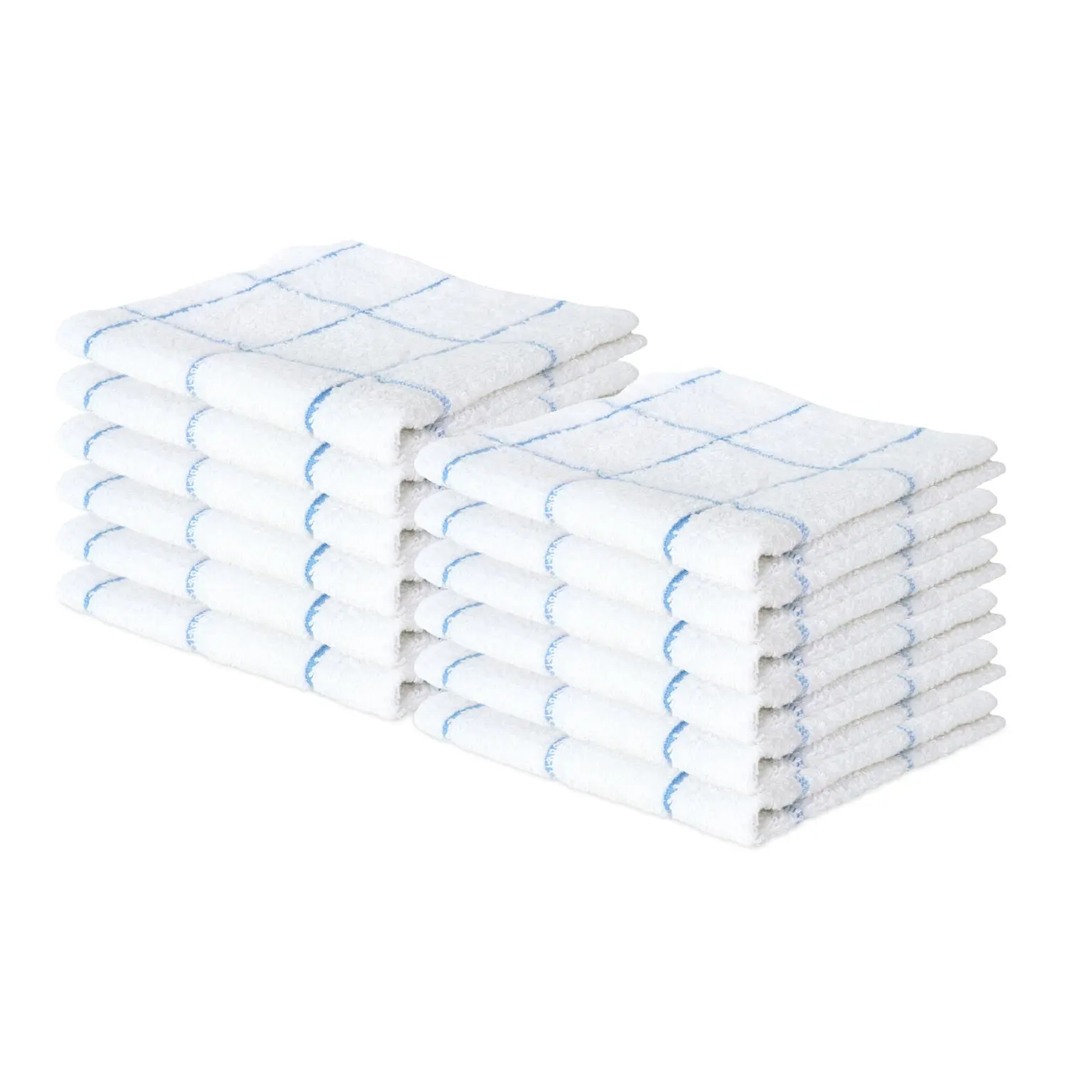 Cook’s Cotton Dishcloths, Windowpane Stripes on White, 5 Color Combos, Buy a 12-Pack or a Bulk Case of 144