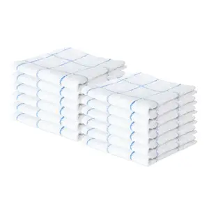 Cook’s Cotton Dishcloths, Windowpane Stripes on White, 5 Color Combos, Buy a 12-Pack or a Bulk Case of 144