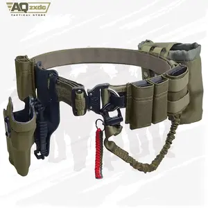 Battle Belt with Tactical Holster & 5.56/9mm Pouch & Folding Dump Pouch, 1000D Nylon Molle Quick Release Belts Utility Belt Set Durable Outdoor Hiking Backpacks