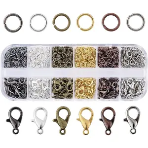 12 Piece Metal Jewelry DIY Finding Kit Open Jump Rings & 12x6mm Lobster Claw Clasps Iron Lobster Buckles & Metal Rings Boxed Jewelry Small Accessories for DIY Bracelets Necklaces Keychains & Handmade Craft Projects Meets All Your Creative Needs