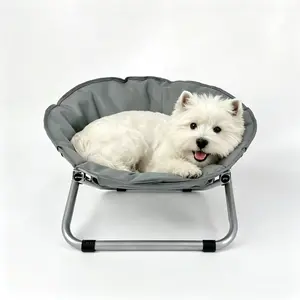 Folding Pet Moon Chair, Elevated Dog Cat Bed, Portable Raised Sofa Bed with Sturdy Metal Frame, Indoor Outdoor Travel Pet Bed for Small Dogs Cats wall furniture house