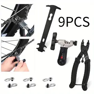 9Pcs Bike Chain Tool Set, Bike Repair Tools,Bicycle Chain Cutter Chain Opener,Chain Buckle Pliers, Wear Indicator Tool Standing Accessories,Hand Tools Kits,Springtok.
