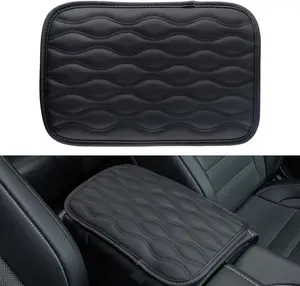 Auto Center Console Pad, Universal Waterproof Armrest Seat Box Cover, Leather Auto Interior Accessory for Vehicles