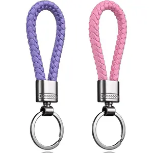 2 Pcs Key Rings, Leather Keyrings for Women and Men, Car Keychain Rings, Leather Key Fobs Holder, Personalised Car Keys Ring Clips, Soft Keychain, Car Key Chains, Key Holders, Universal Leather Keychain