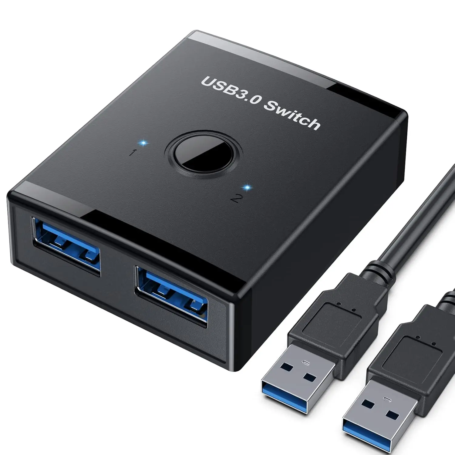 USB 3.0 Switch,  2 in 1 Out / 1 in 2 Out, USB Switcher 2 Computers Share Keyboard Mouse Scanner Printer, USB KVM Switch Compatible with Mac/Windows/Linux, Plug-And-Play
