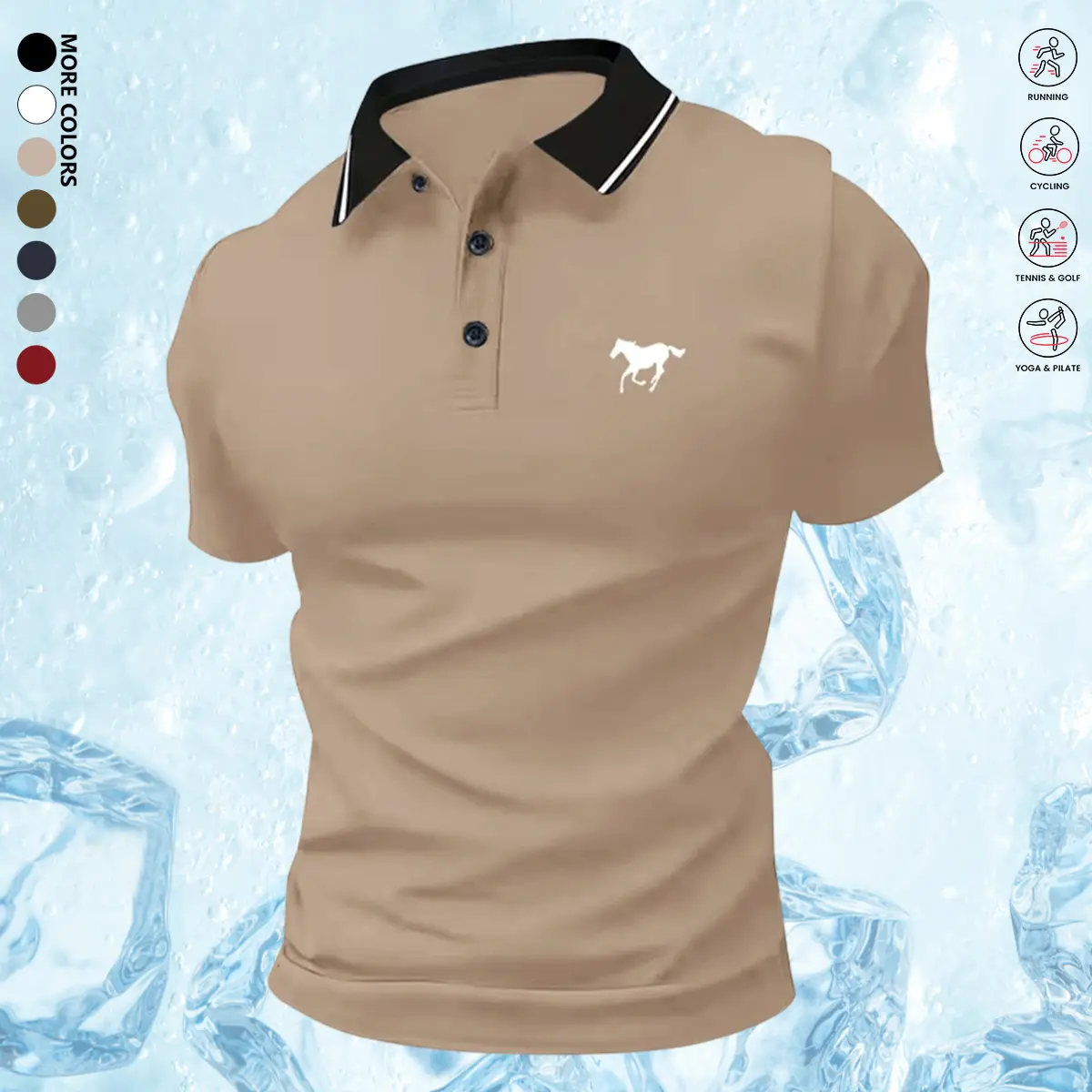 Business Casual Men's Polo Shirt, Classic Solid Shortsleeve Top, Comfortable Button-Up Menswear, Button-Up Fabric Business Casual Men's Polo Shirt, Classic Solid Shortsleeve Top, Comfortable Button-Up Menswear, Button-Up Fabric