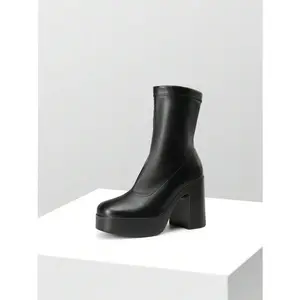 Women's Chunky Platform Ankle Boot High Block Heels Square Toe Lightweight Comfort Party Dress Booties Shoes For Women Women's Chunky Platform Ankle Boot High Block Heels Square Toe Lightweight Comfort Party Dress Booties Shoes For Women Girl Footwear