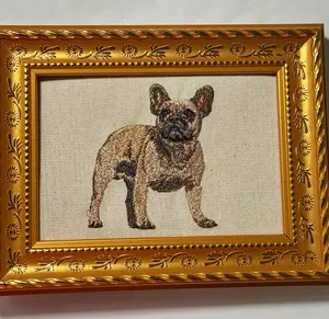 French Bulldog Machine Embroidered and Framed! Unique Canine Charm Tabletop Decor for Home or Office! Other Designs and Breeds Available! Desktop Decoration Sign