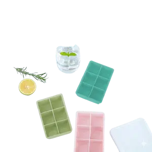 SKyaua Large Ice Cube Tray for Whiskey,  Big Silicone Square Ice Cube Mold with Removable Lid,Huge Square Ice Cubed Tray for Whisky and Cocktail(Lemon Yellow+Green+Pink)