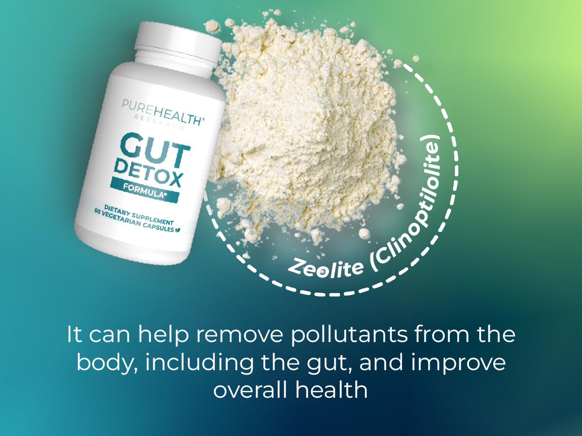 Gut Detox Formula Digestion Supplement by PUREHEALTH RESEARCH - Comprehensive Gut Cleanse with Zeolite Detox & Zeolite Clinoptilolite - Cleanse Harmful Chemicals for Optimal Wellness - 60 Capsules Healthcare Dietary