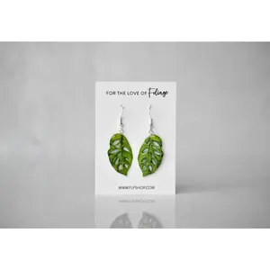 Monstera Adansonii “Swiss Cheese” Plant Earrings | Leaf Earrings