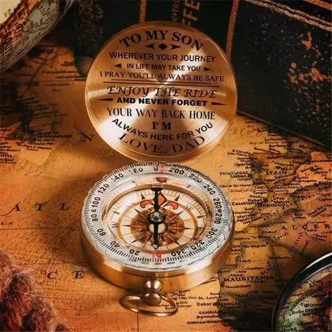 DUJO Vintage Compass Gift, Christmas gifts for brave children, Camping Essentials, Personalized Christmas Gifts from Dad & Mom to Son&daughter，Exquisite Christmas Gifts